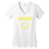 sherlock holmes smiley face Women's V-Neck T-Shirt