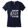 Best Dad Ever Funny Music Note Women's V-Neck T-Shirt