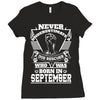 Never Underestimate Dog Rescuer Who Was Born September Ladies Fitted T-Shirt