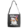 save the puppies Adjustable Strap Totes