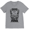 Never Underestimate Dog Rescuer Who Was Born June V-Neck Tee