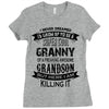 Super Cool Granny Of A Freaking Awesome Grandson Ladies Fitted T-Shirt
