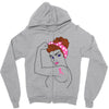 breast cancer girl power Zipper Hoodie
