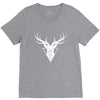 deer head vector white logo V-Neck Tee