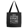 I Am A Cycling Man white letter Tote Bags