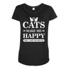 cats make me happy Maternity Scoop Neck T-shirt