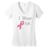 junior's breast cancer awareness i wear pink Women's V-Neck T-Shirt