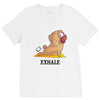 yoga pug exhale V-Neck Tee