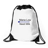 gaming mana low need milk Drawstring Bags