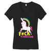 gay pride f#ck younicorn funny rude unicorn Women's V-Neck T-Shirt