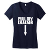 pull my cracker funny xmas christmas Women's V-Neck T-Shirt