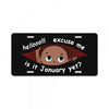January Peeking Out Baby Boy License Plate