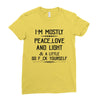 i'm mostly peace, love and light &amp; a little go fuck yoursel Ladies Fitted T-Shirt