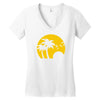 beach silhouette birds sand sunset Women's V-Neck T-Shirt