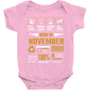 Born November Multitasking Problem Solving Tees Baby Onesie