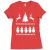 christmas scene reindeer funny Ladies Fitted T-Shirt