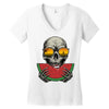 watermelon skull Women's V-Neck T-Shirt
