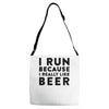 i run because i really like beer Adjustable Strap Totes