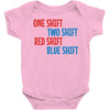 one shift two shift red shift blue shift Baby Onesie