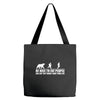 be nice to fat people bear chase funny pub joke Tote Bags