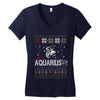 santa aquarius christmas ugly t shirts Women's V-Neck T-Shirt