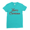 merry christmas red glitter Ladies Fitted T-Shirt