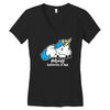 sad unicorn Women's V-Neck T-Shirt
