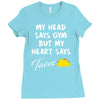 my head says gym but my heart say tacos Ladies Fitted T-Shirt