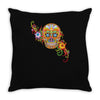 women's sugar skull purple Throw Pillow