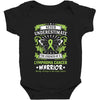 Never Underestimate The Strength Of A Lymphoma Cancer Warrior Baby Bodysuit