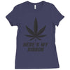 Support Melanoma Cancer Awareness With A Black Cannabis Leaf Ladies Fitted T-Shirt