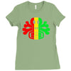 rasta skull and crossbones reggae dub club rave Ladies Fitted T-Shirt