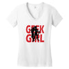geek girl 3 4 sleeve baseball Women's V-Neck T-Shirt