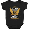 All Men Are Created Equal But Only The Best Are Born In January Baby Bodysuit