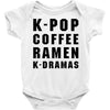 k pop coffee ramen k dramas Baby Bodysuit