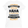 Super Cool Nana Of A Freaking Awesome Granddaughter Ladies Fitted T-Shirt