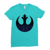 rebel logo with space pattern Ladies Fitted T-Shirt