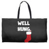 well hung endowed christmas stocking funny Weekender Totes