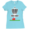disc golf frisbee leaning on target basket innova Ladies Fitted T-Shirt