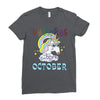 unicorns are born in october cute unicorn Ladies Fitted T-Shirt