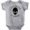 i don't believe in humans Baby Bodysuit