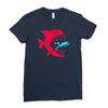 monster fish eats diver Ladies Fitted T-Shirt