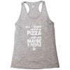 care about pizza and 3 people girls Racerback Tank