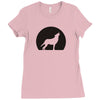 wolf howling at moon Ladies Fitted T-Shirt