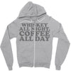 whiskey all night coffee all day Zipper Hoodie