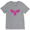 breast cancer ribbon with wing V-Neck Tee
