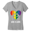 Love Is Love LGBT Rainbow Heart Women's V-Neck T-Shirt