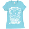 Never Underestimate Dog Rescuer Who Was Born January Ladies Fitted T-Shirt