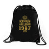 kings are born in 1987 Drawstring Bags