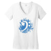 bass clef in blue Women's V-Neck T-Shirt